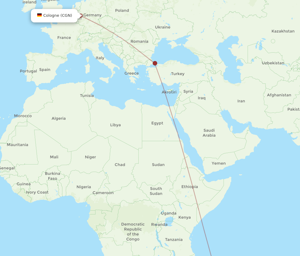 CGN-TNR flight routes