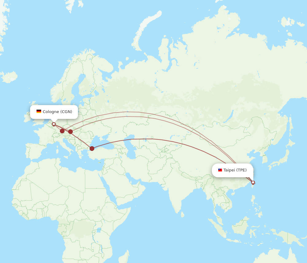 CGN-TPE flight routes
