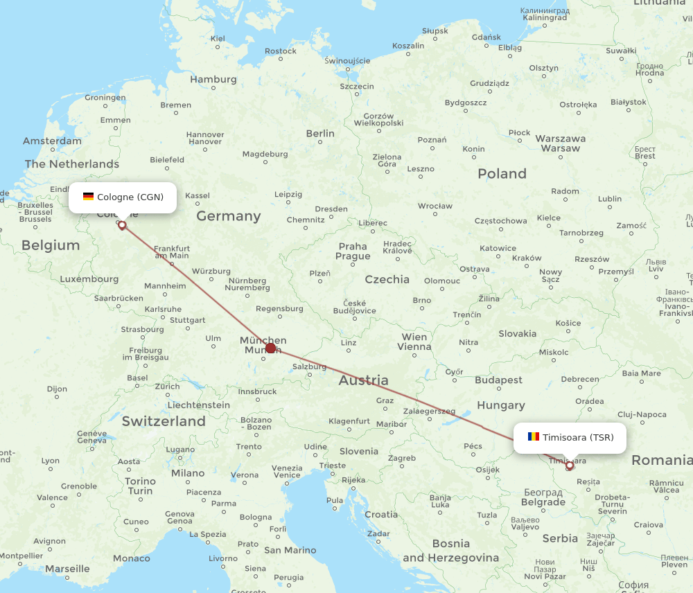 CGN-TSR flight routes