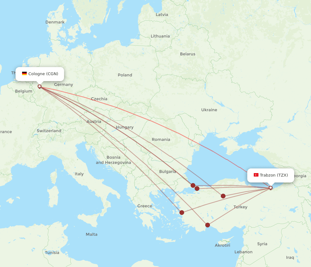 CGN-TZX flight routes