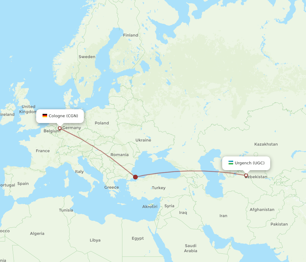 CGN-UGC flight routes