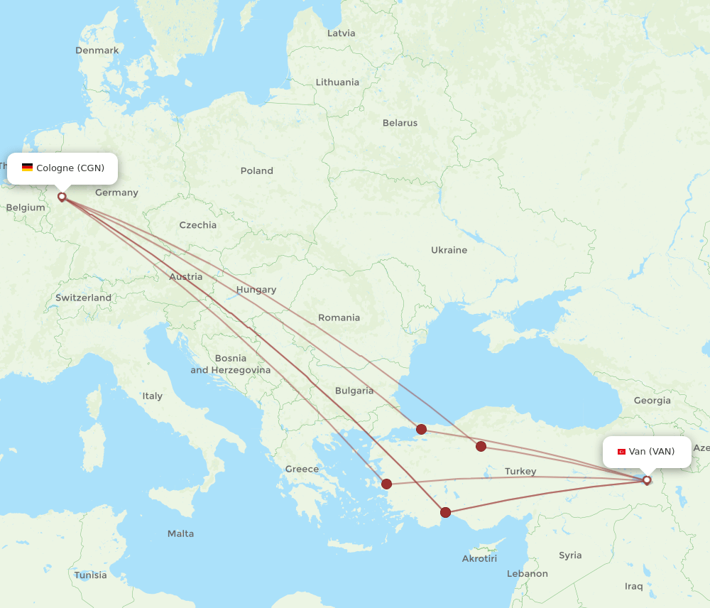 CGN-VAN flight routes