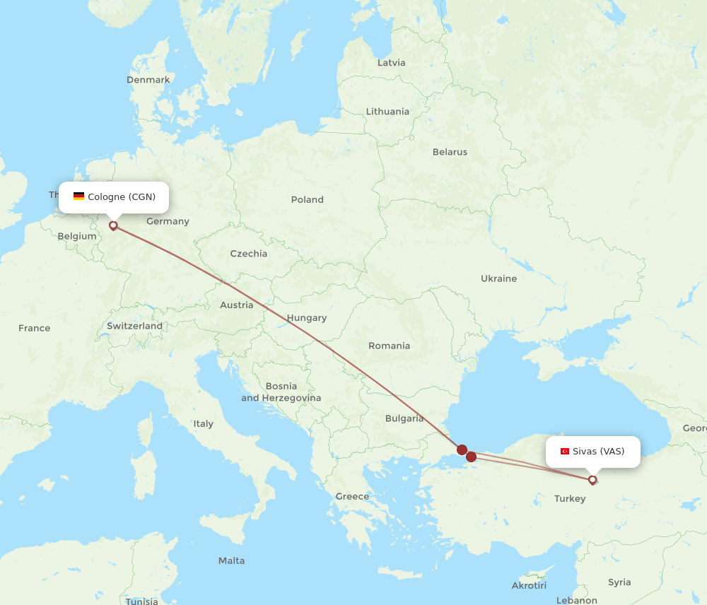 CGN-VAS flight routes