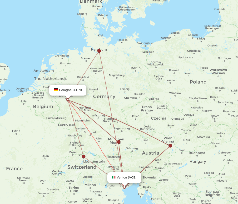 CGN-VCE flight routes