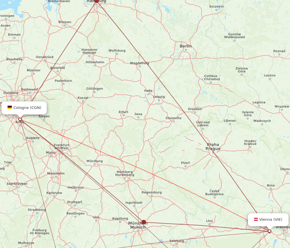 CGN-VIE flight routes