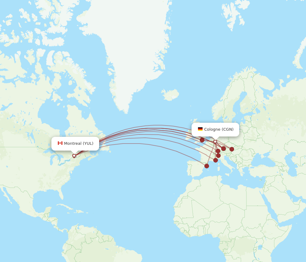 CGN-YUL flight routes