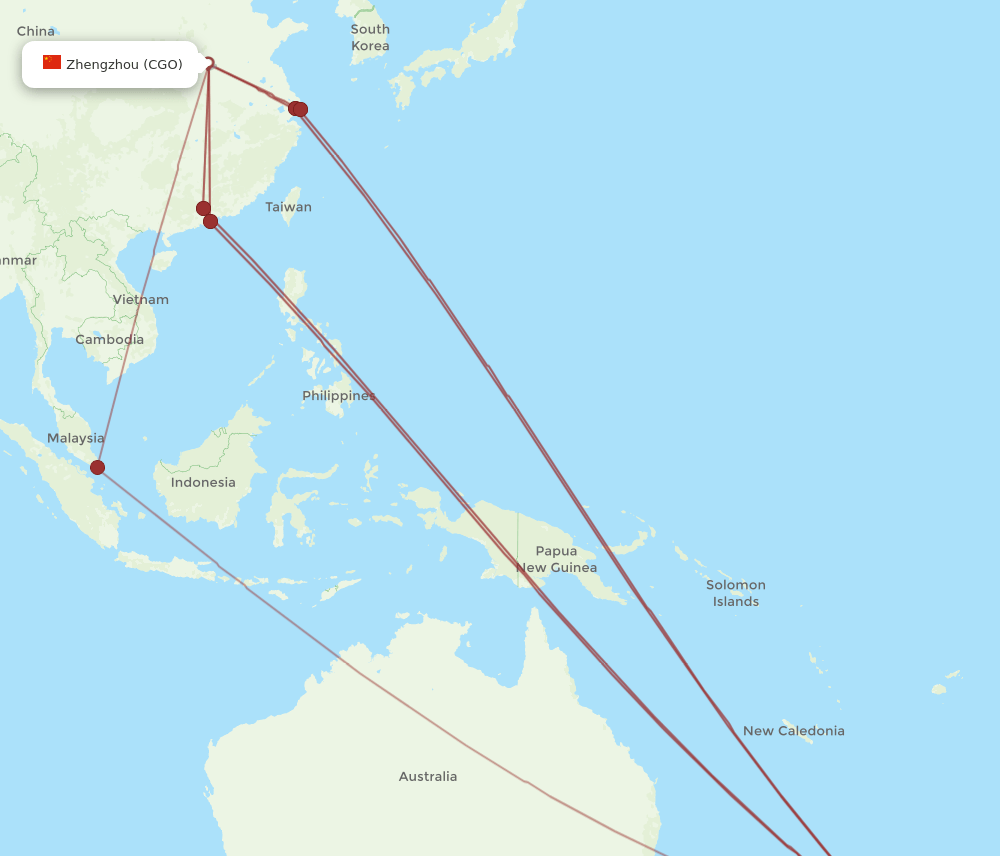 CGO to AKL flights and routes map