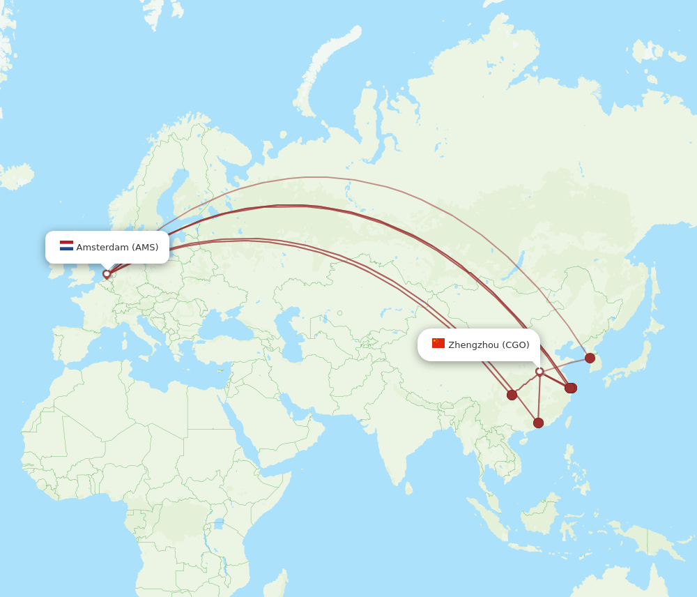 CGO-AMS flight routes