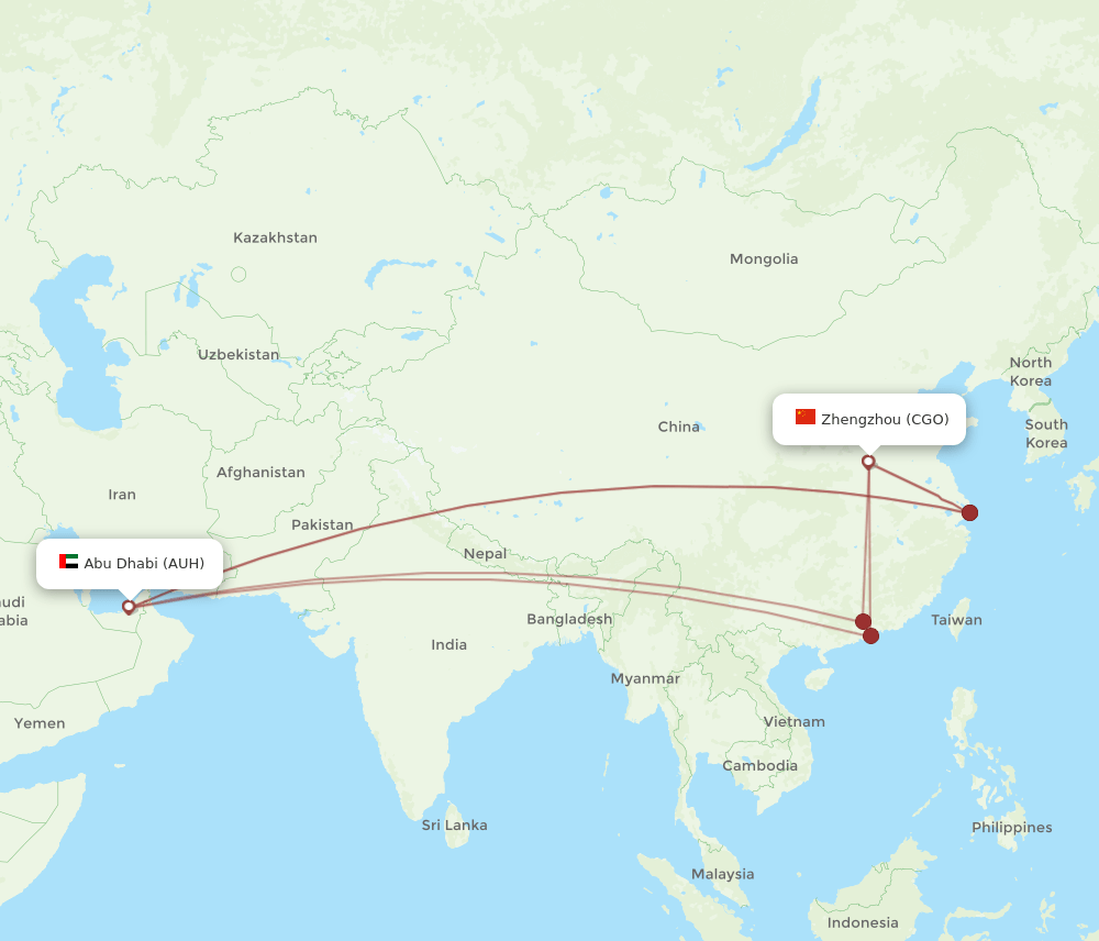 CGO to AUH flights and routes map