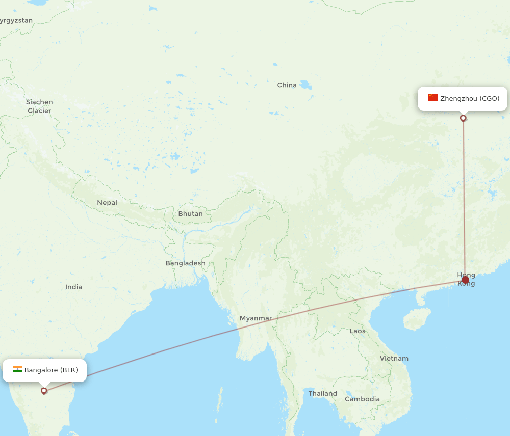 CGO-BLR flight routes