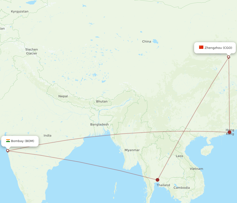 CGO-BOM flight routes