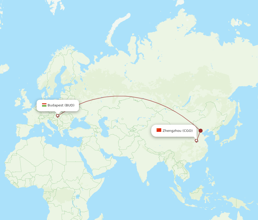 CGO-BUD flight routes