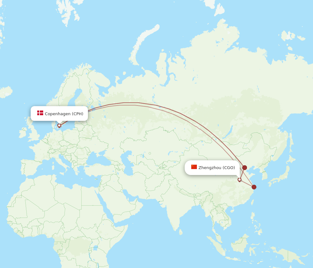CGO to CPH flights and routes map