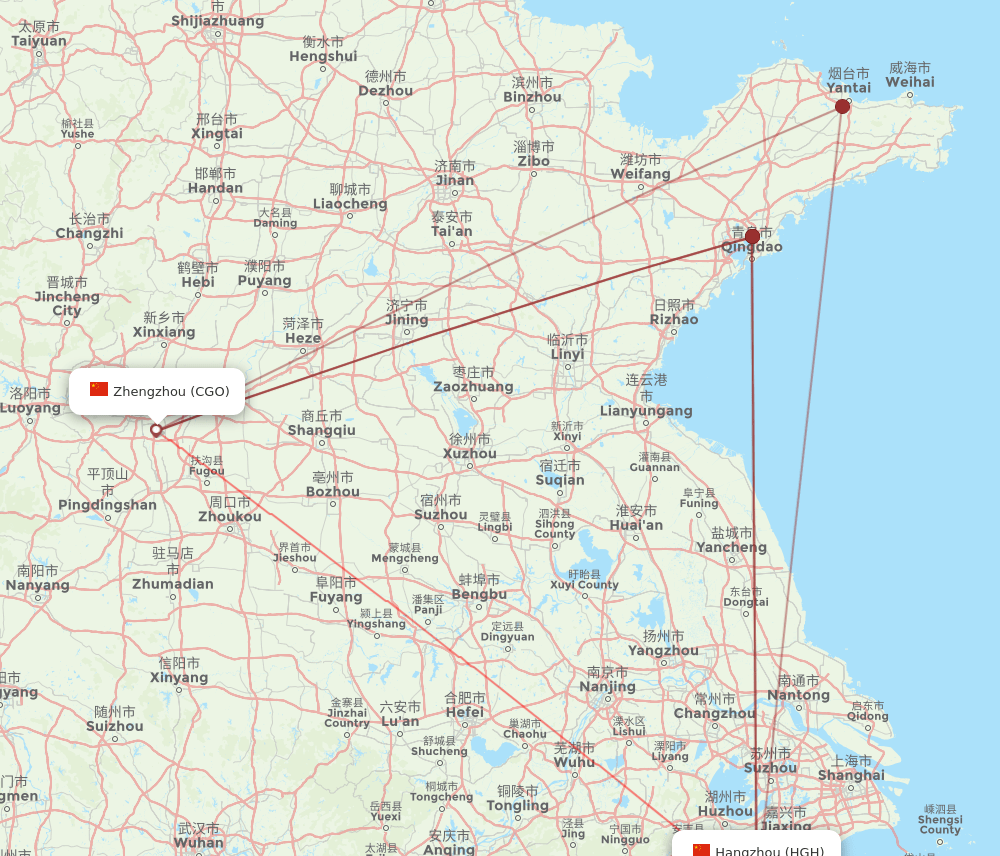CGO-HGH flight routes