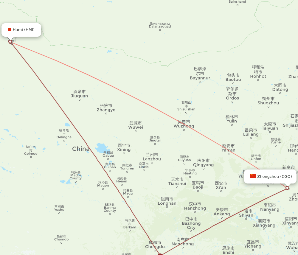 CGO-HMI flight routes