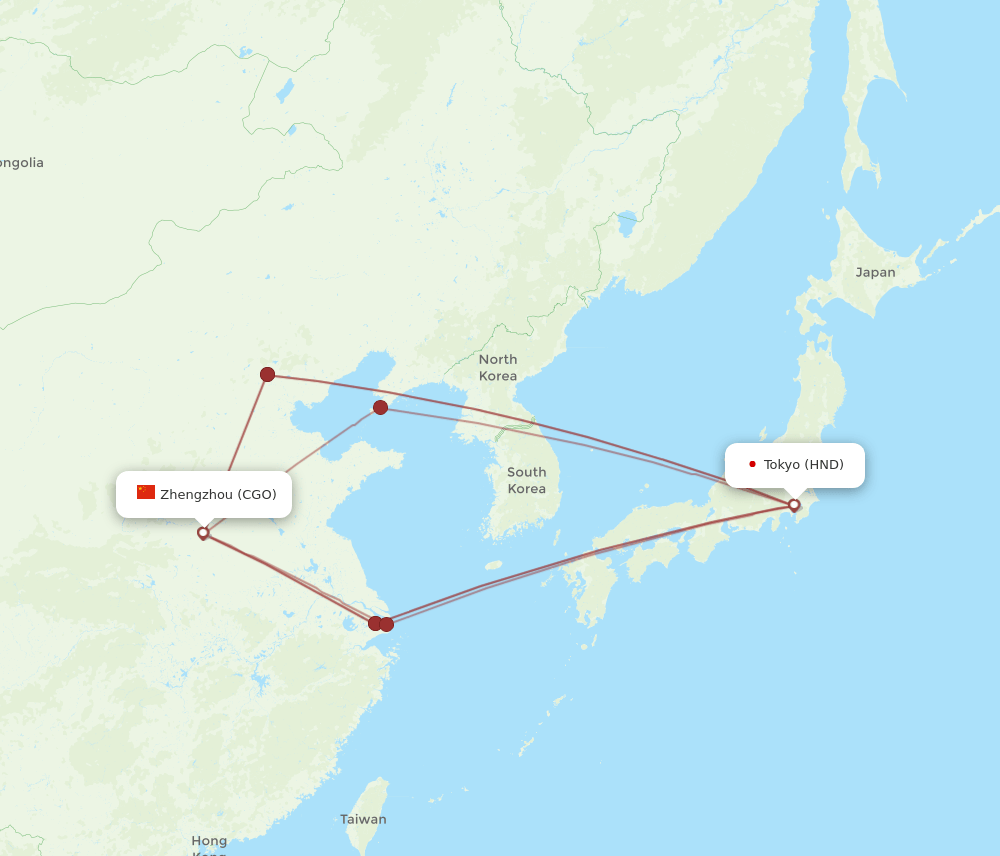 CGO-HND flight routes