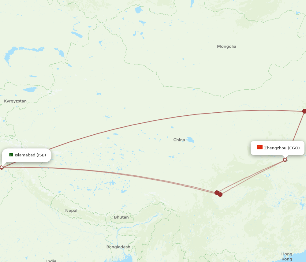 CGO-ISB flight routes