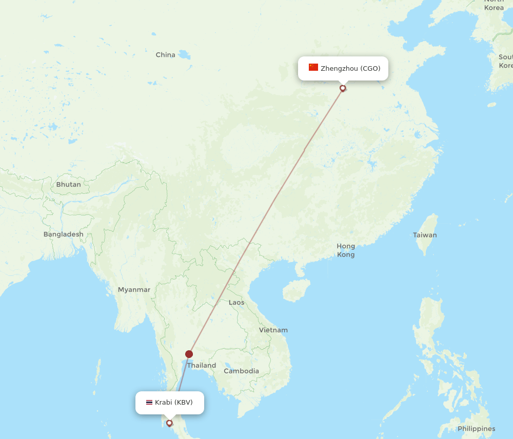 CGO-KBV flight routes
