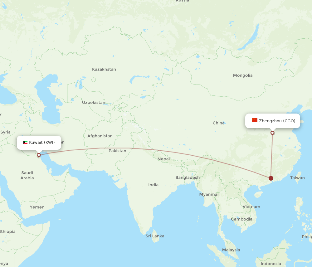 CGO-KWI flight routes
