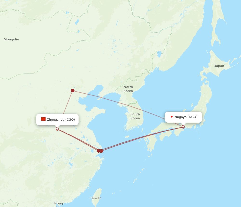 CGO-NGO flight routes
