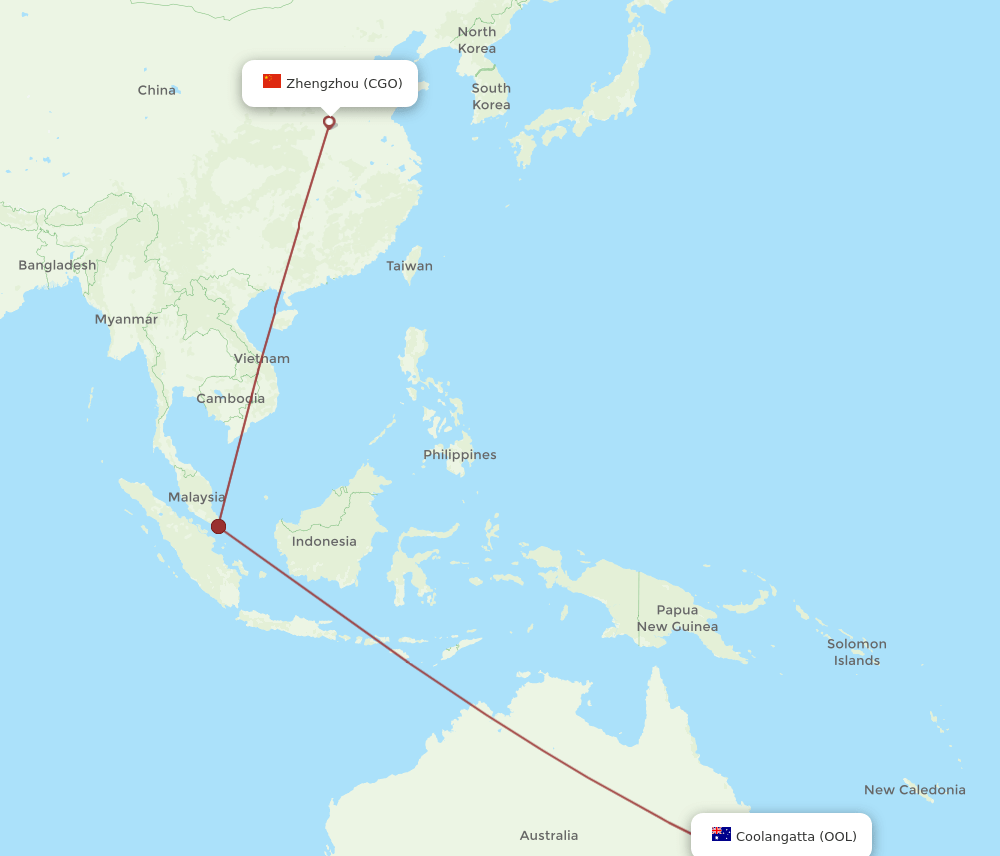 CGO-OOL flight routes