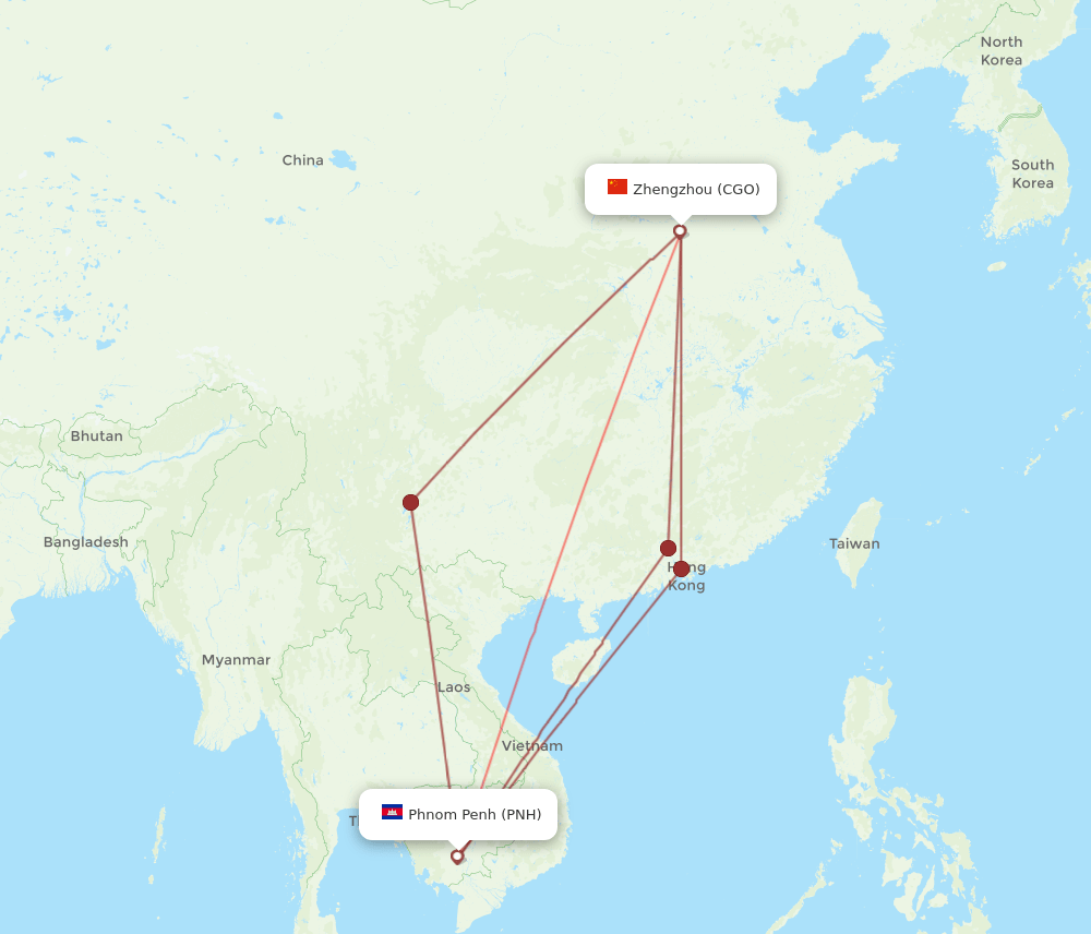 CGO-PNH flight routes