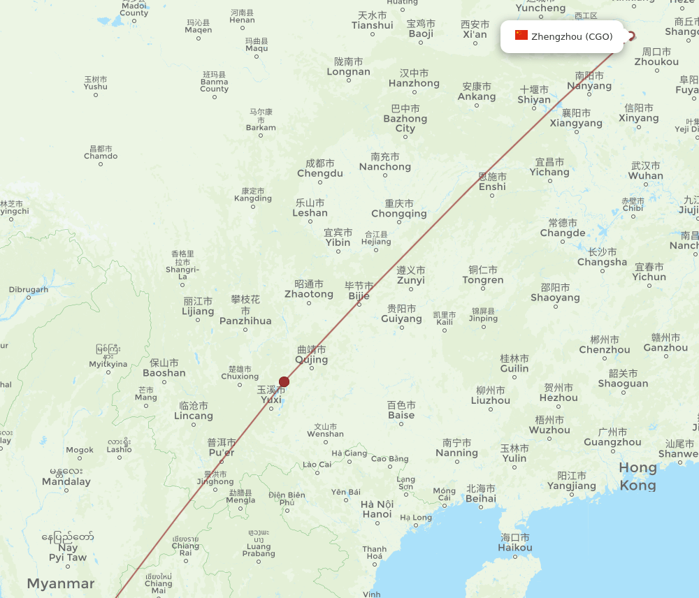 CGO-RGN flight routes