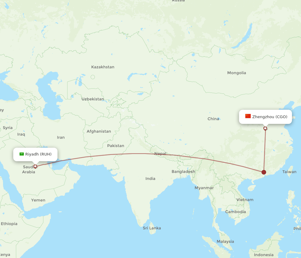 CGO-RUH flight routes