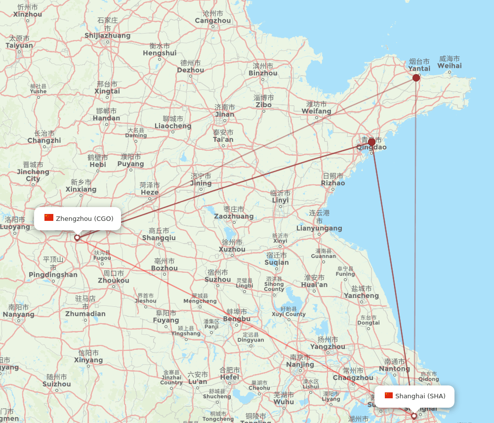 CGO-SHA flight routes
