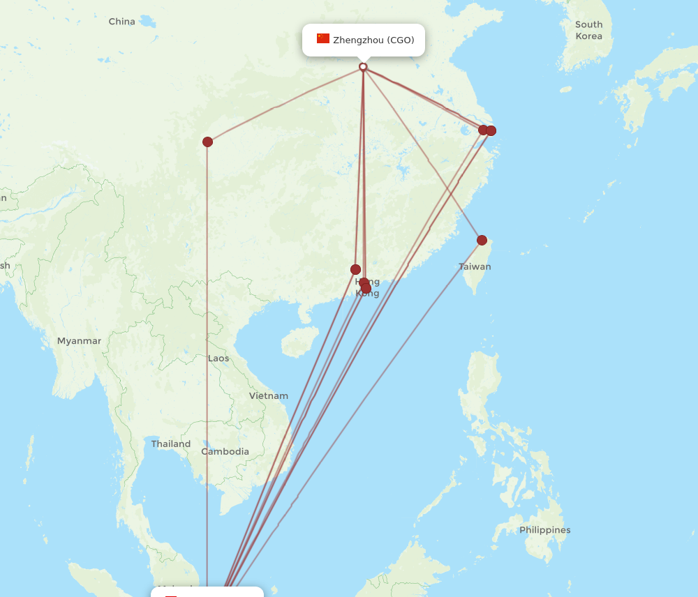 CGO to SIN flights and routes map