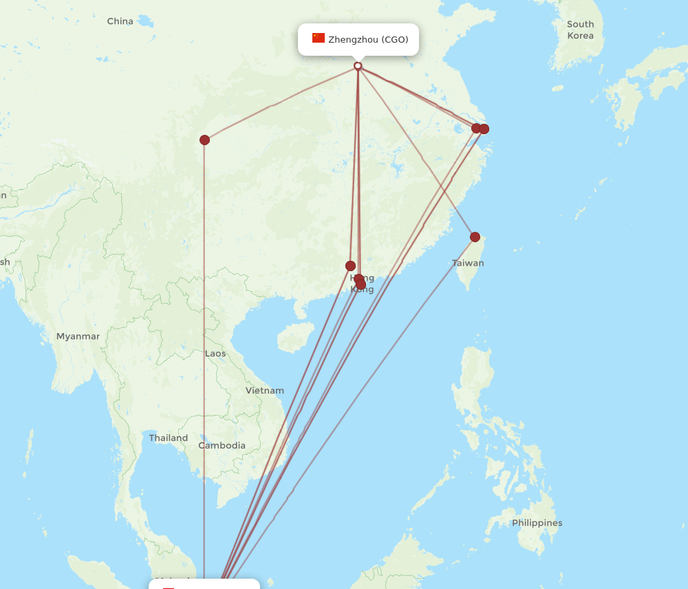 CGO-SIN flight routes