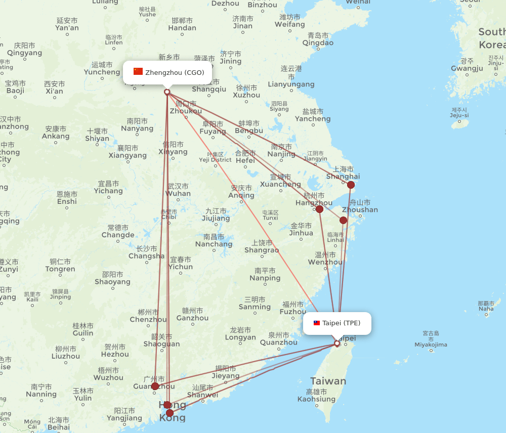 CGO-TPE flight routes