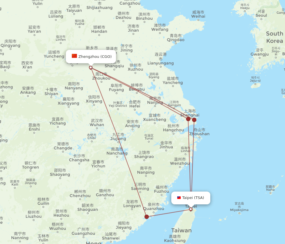 CGO-TSA flight routes