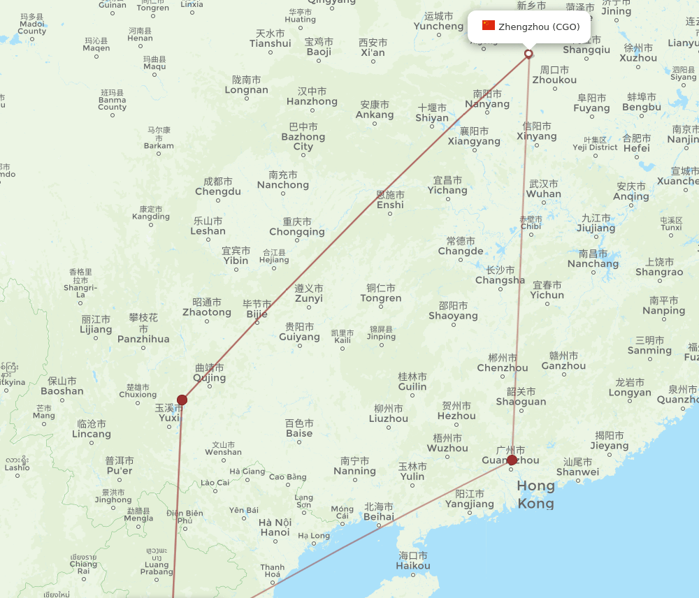 CGO-VTE flight routes