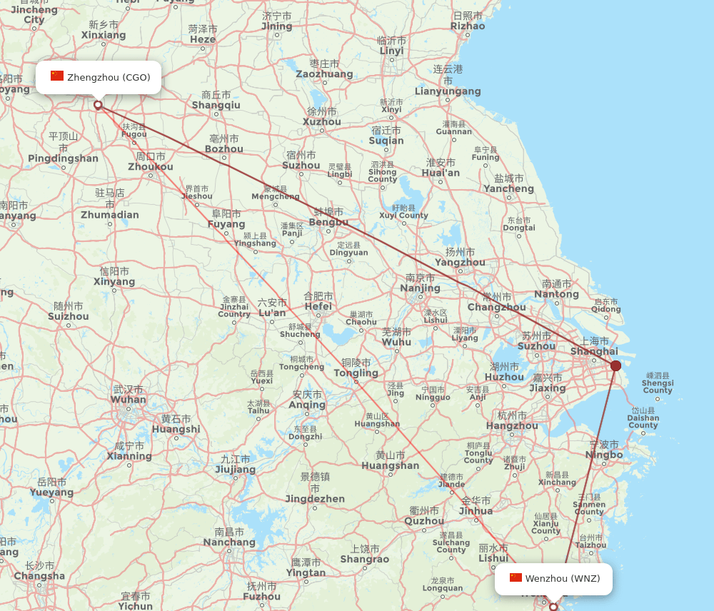 CGO-WNZ flight routes