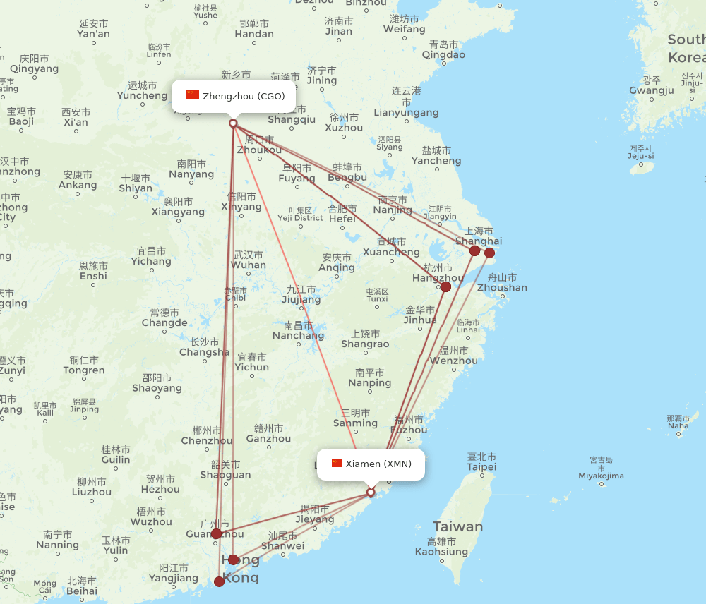 CGO-XMN flight routes