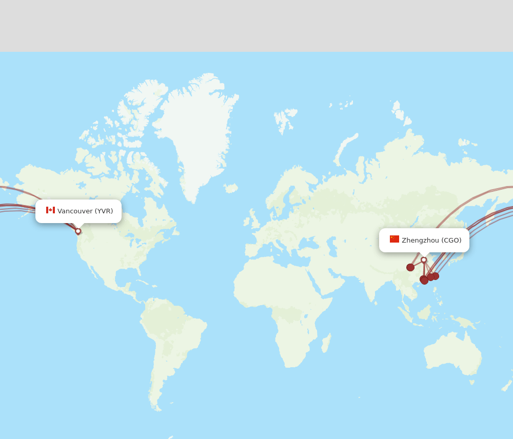 CGO-YVR flight routes