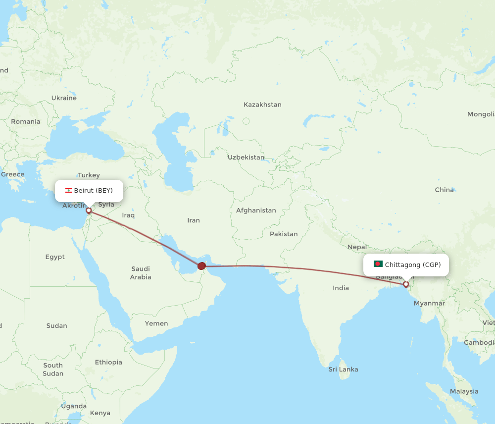 CGP to BEY flights and routes map