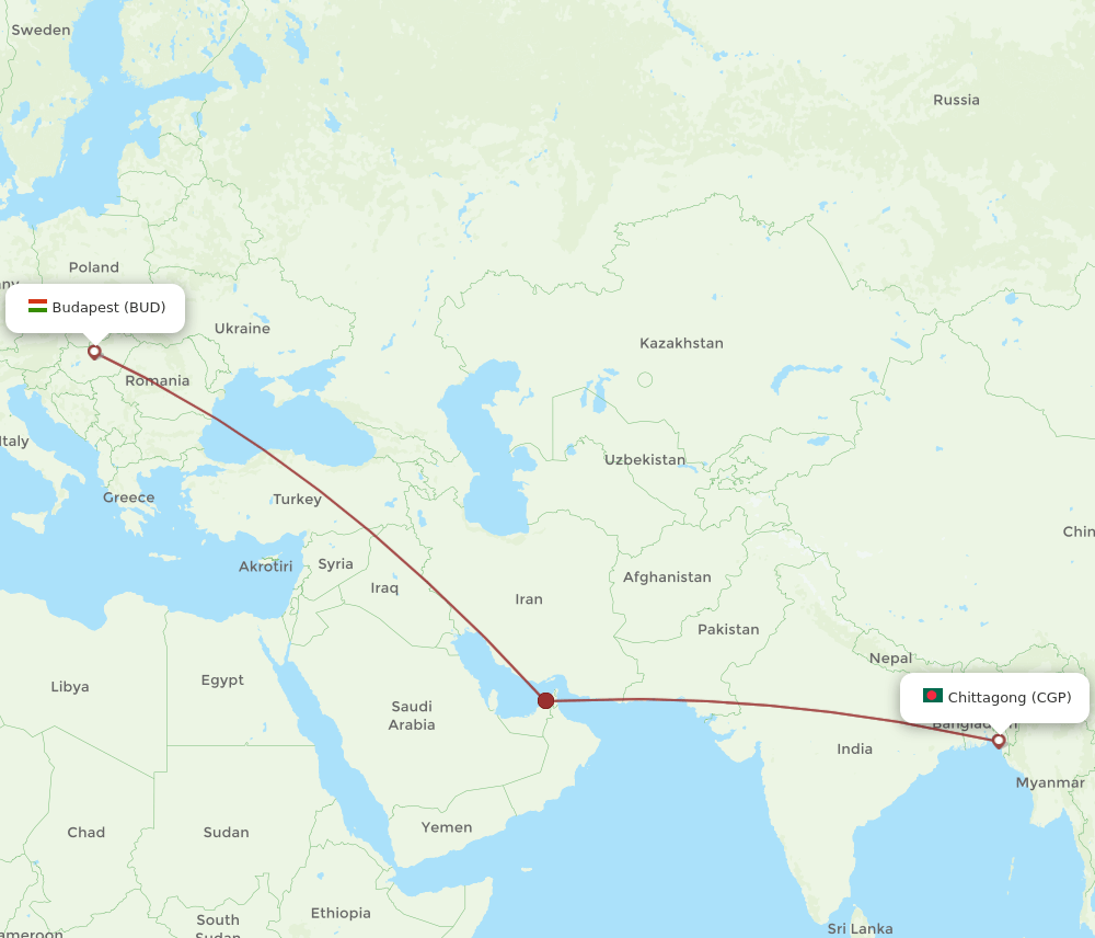 CGP to BUD flights and routes map