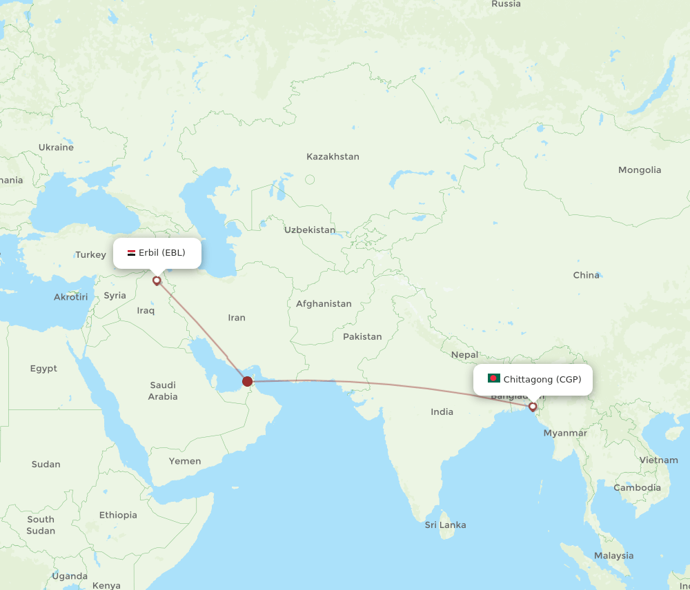 CGP-EBL flight routes