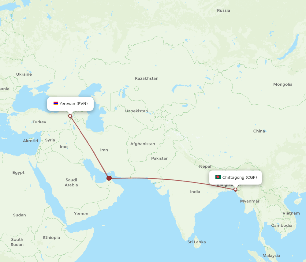 CGP-EVN flight routes