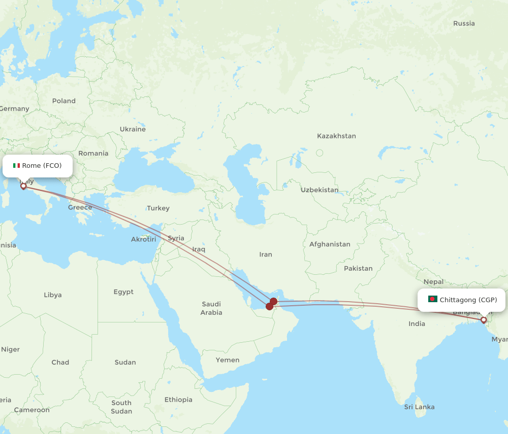 CGP-FCO flight routes