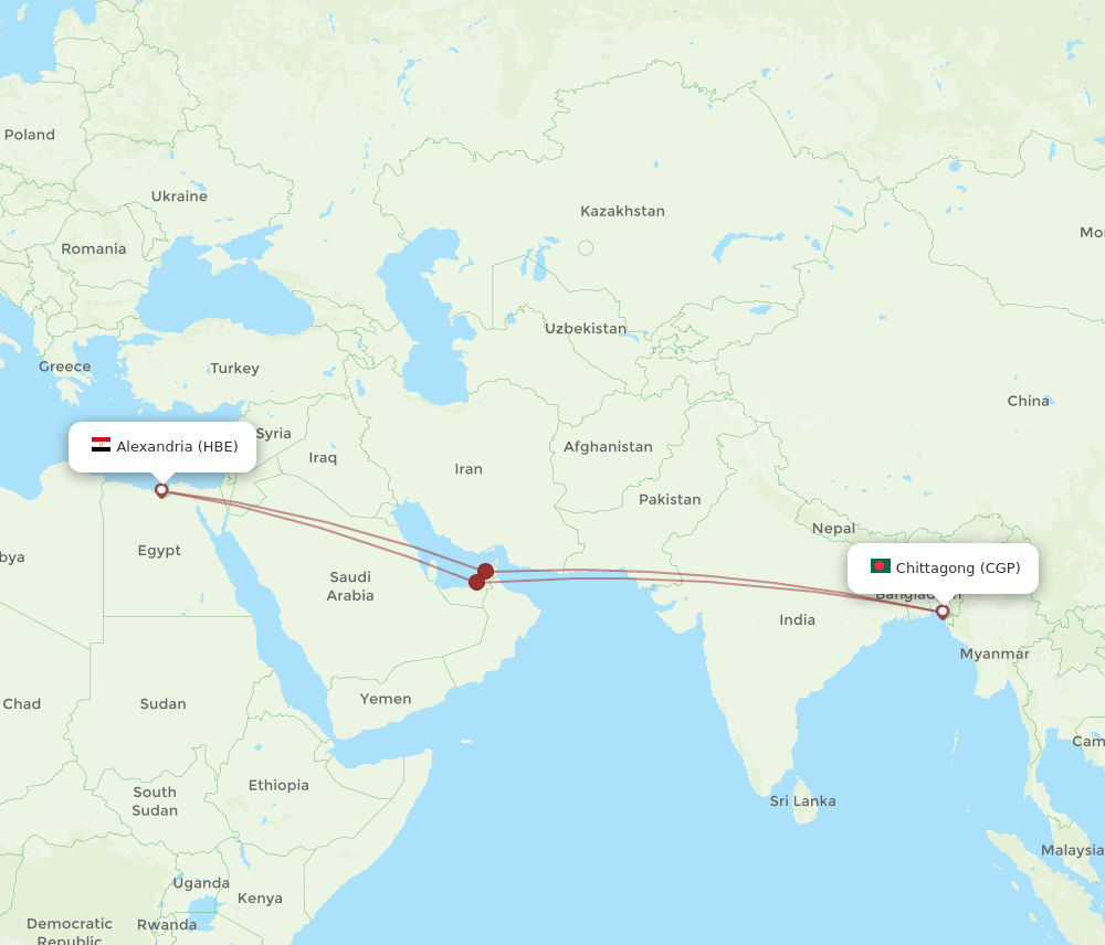 CGP-HBE flight routes