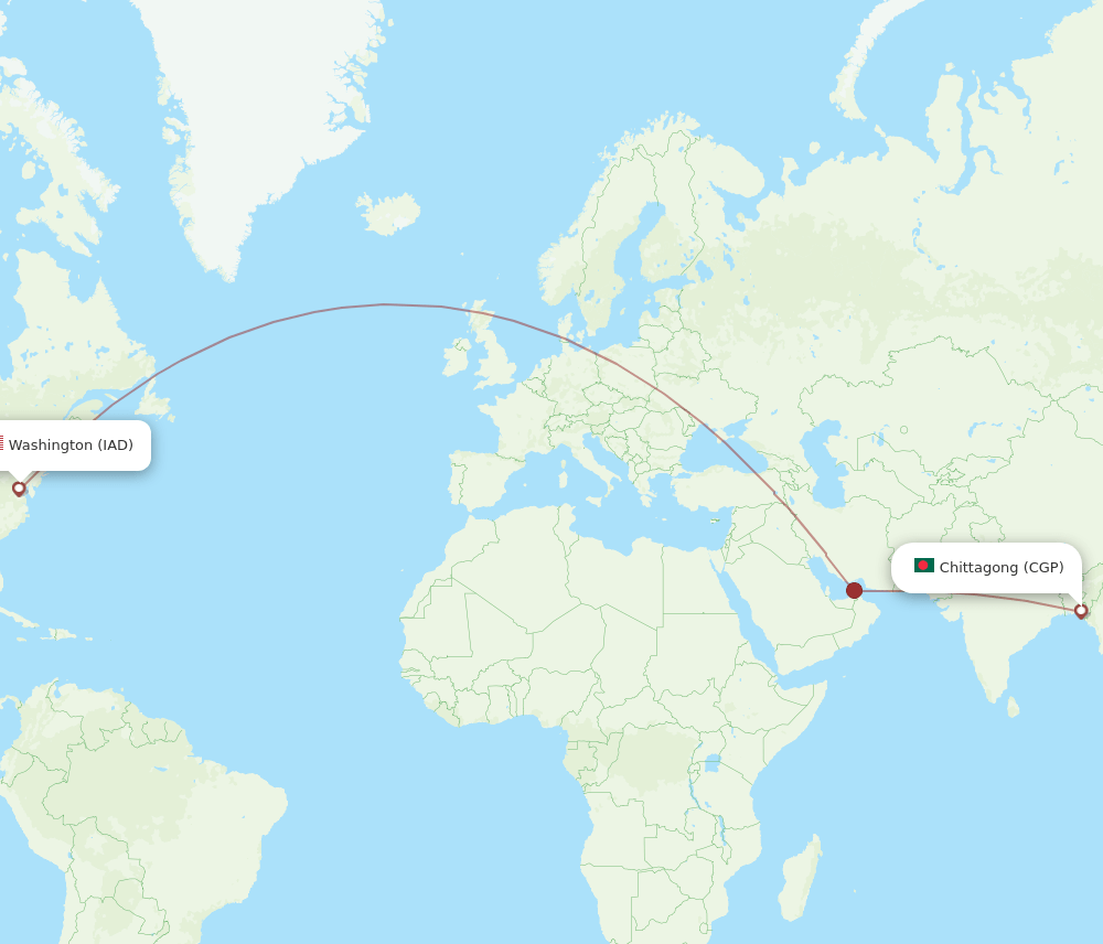 CGP-IAD flight routes