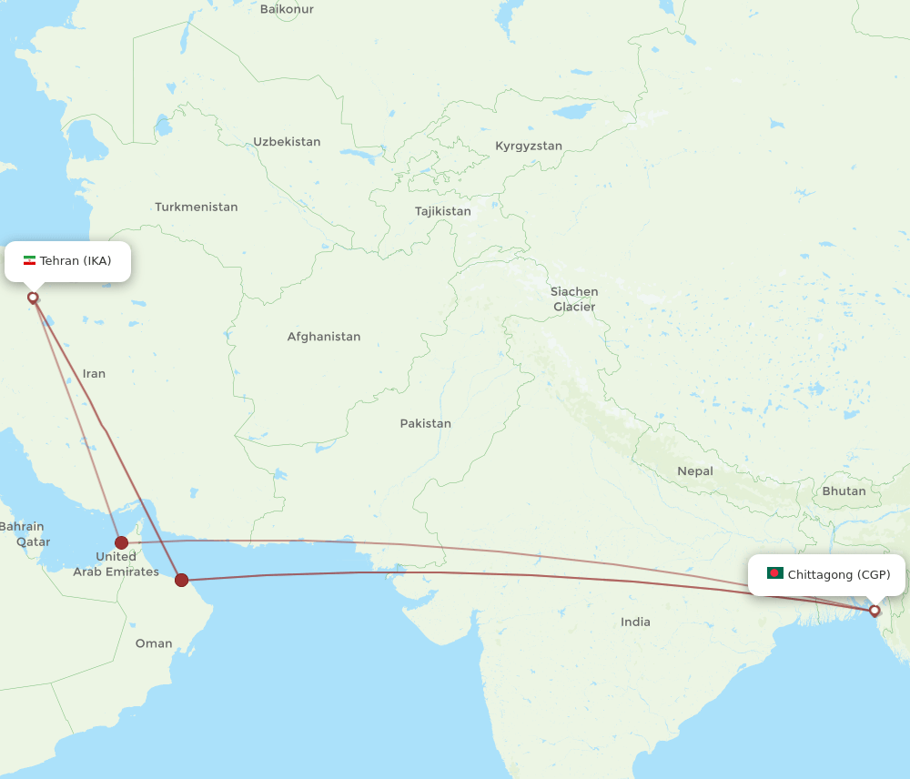 CGP-IKA flight routes