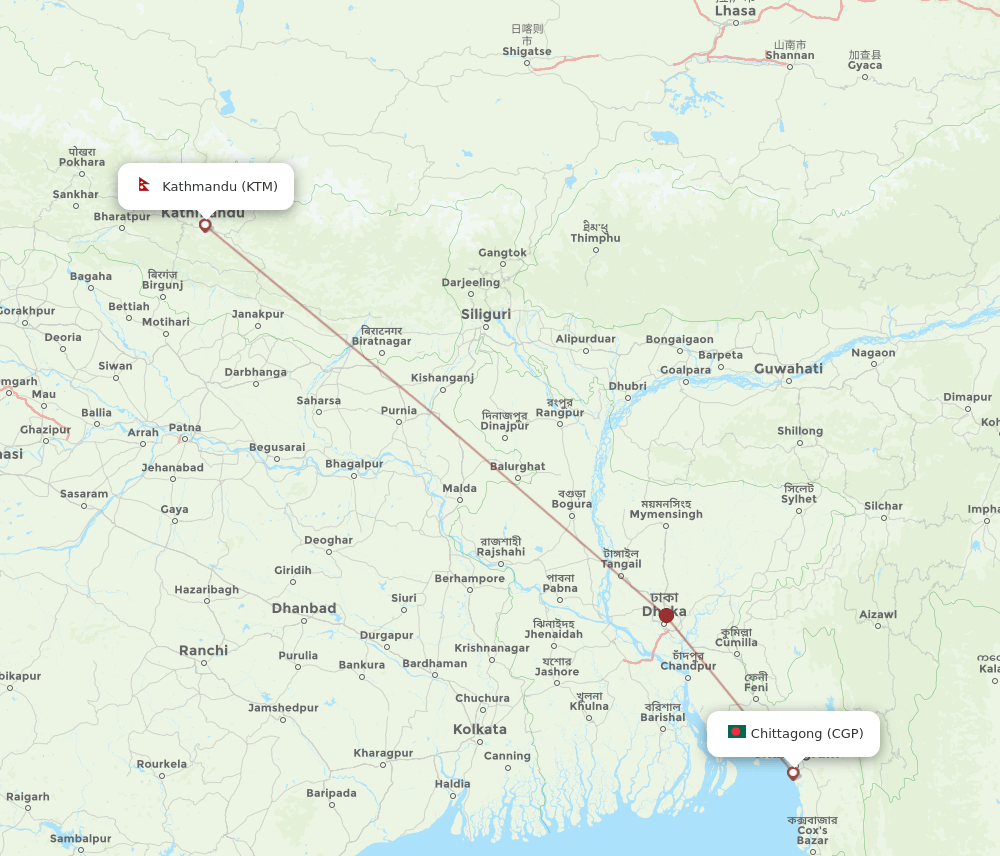 CGP-KTM flight routes