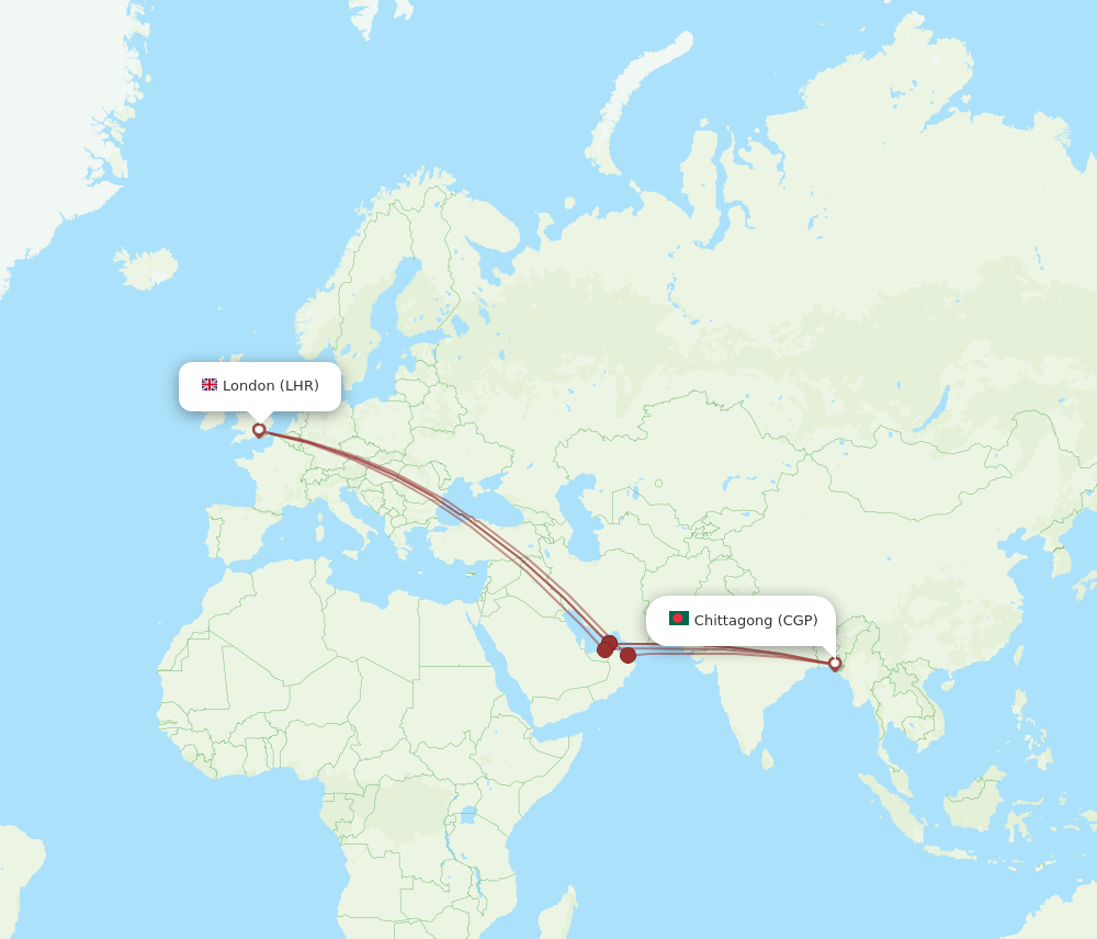 CGP-LHR flight routes