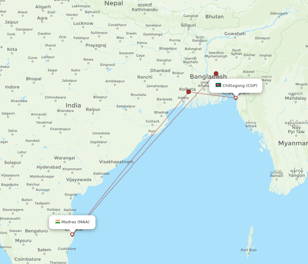 CGP-MAA flight routes