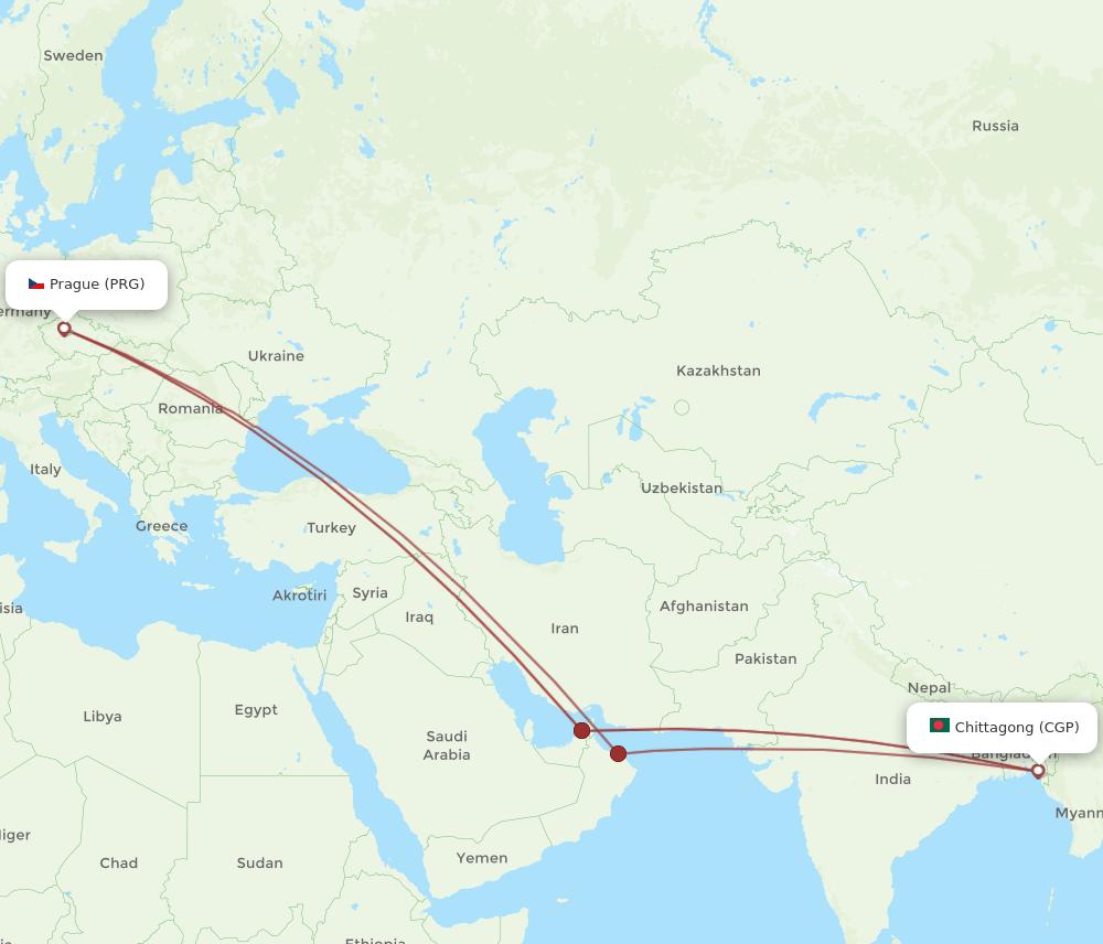 CGP-PRG flight routes