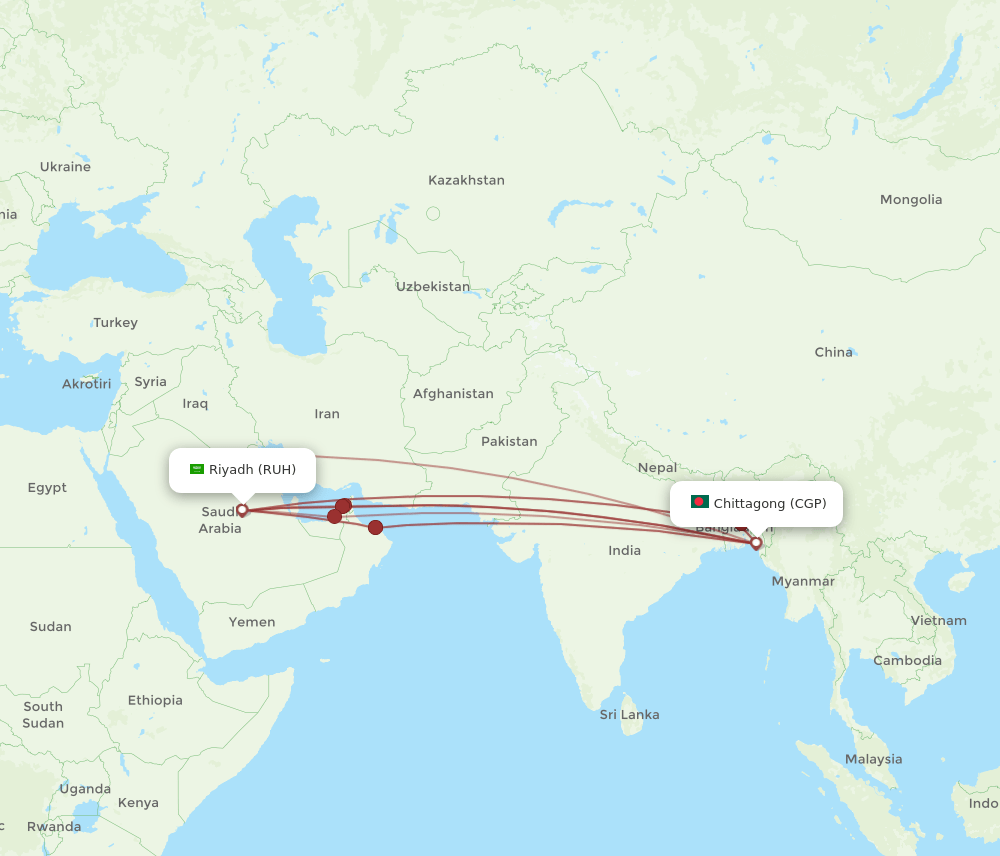 CGP-RUH flight routes